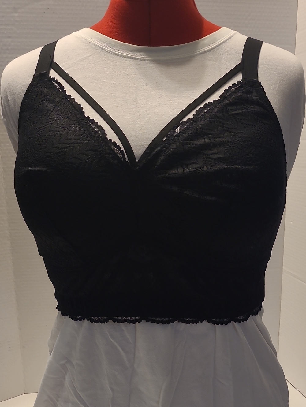 PARFAIT Boutique Large Cup Black Lace Bralette with Strappy Detail 40DDD